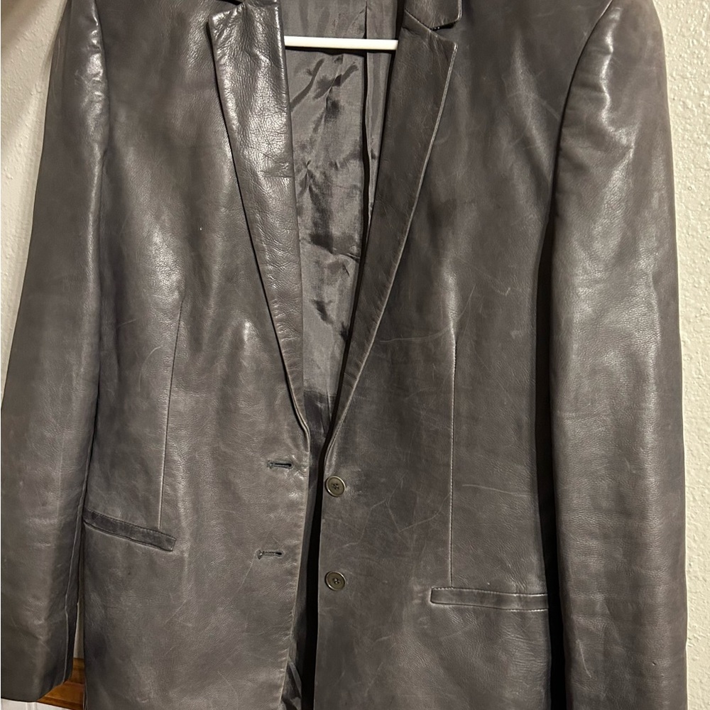 Grey Leather Jacket - Picture 3 of 9